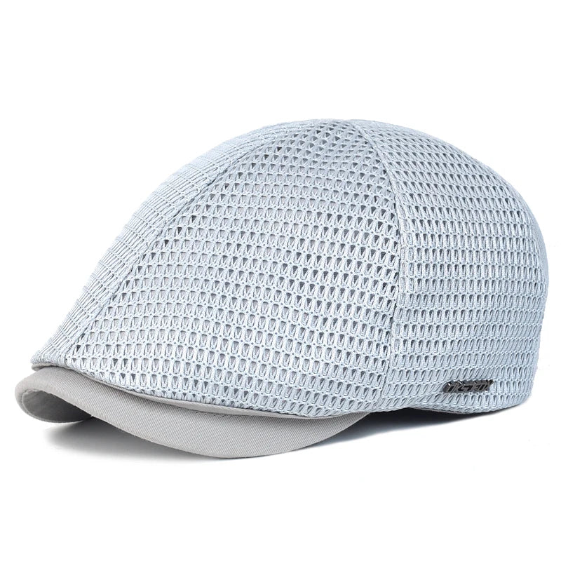 New Summer Mens Hats Breathable Mesh Newsboy Caps Outdoor Gorro Hombre Boina Golf Hat Fashion Casual Solid Flat Cap Women