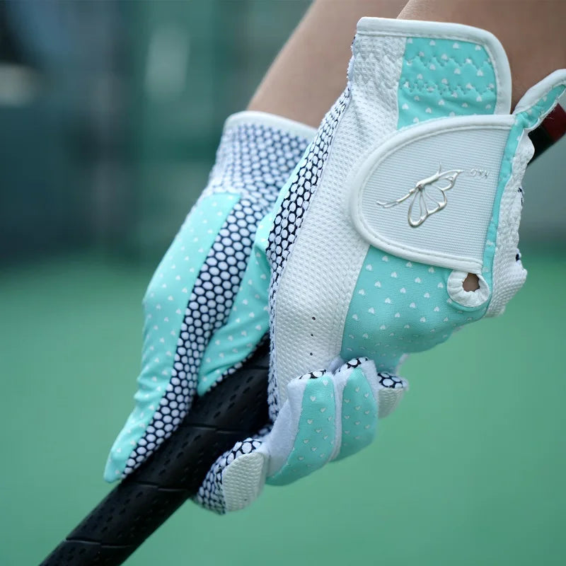 Golfist 1 Pair Golf Gloves for Women's Anti-Slip Sheepskins Golfs Gloves Soft Breathable Mittens Sunscreen Training Handcover