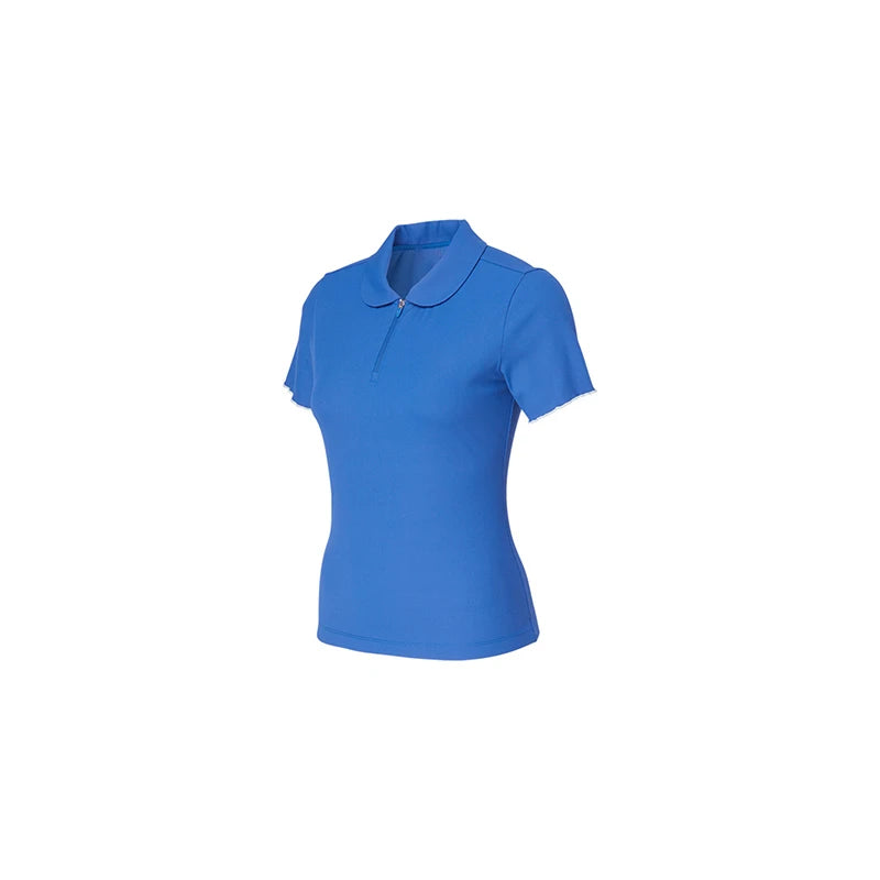 2025 New Golf Tennis Women's Shirt Summer Short Sleeve Zipper Collar T-shirt Breathable Ruffle Sports Tops Casual Sportswear