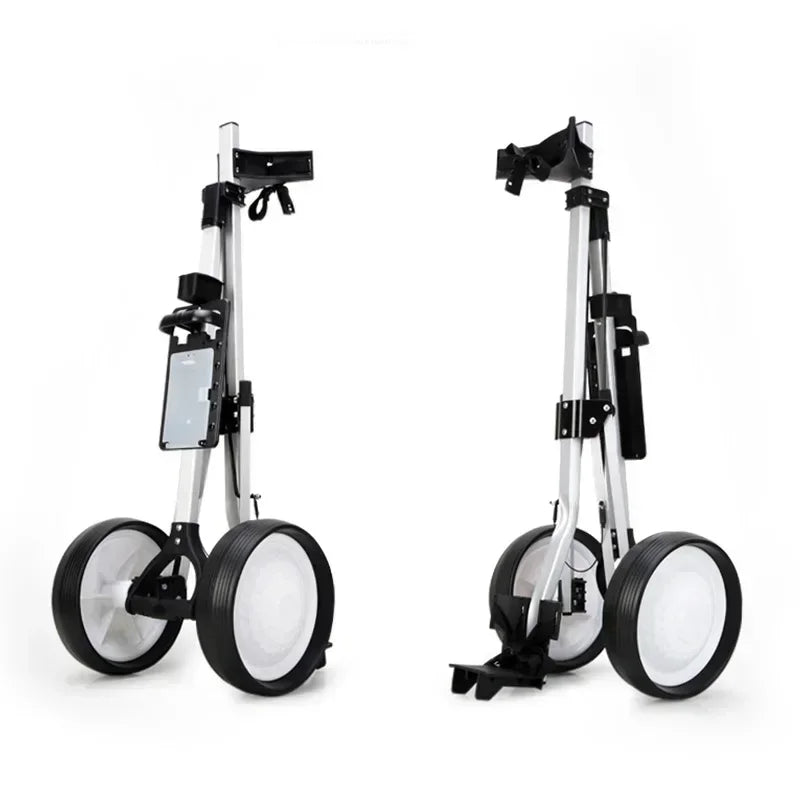 BestAccessories Pgm Golf Bag Cart Aluminium Alloy Two Wheels Barrow Foldable Handcart Trolley Outdoor Golf Course