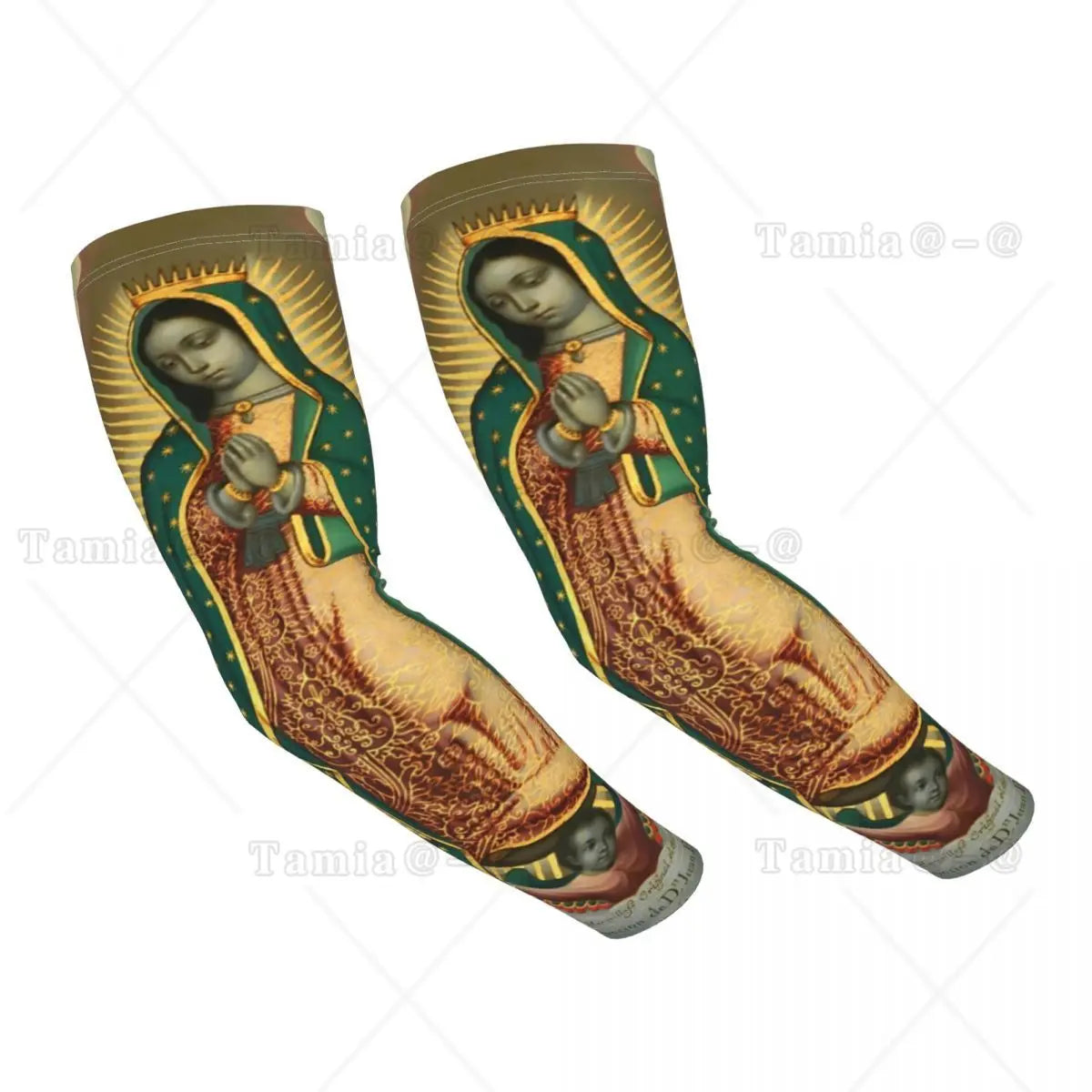 Our Lady Of Guadalupe Cooling Arm Sleeves for Men Women Catholic Virgin Mary Sports Running Tattoo Cover Up