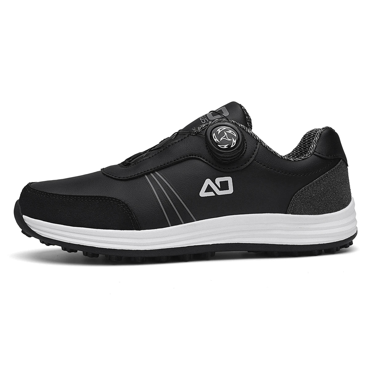 Men's Golf Shoes, New Style, Fashionable, Simple, Versatile, Solid Color, Waterproof Upper, Versatile, Stylish, Casual Sports Shoes for Men, Outdoor Youth Fashion, Men's Rotating Buckle Design, Thick Sole, Height-Increasing,