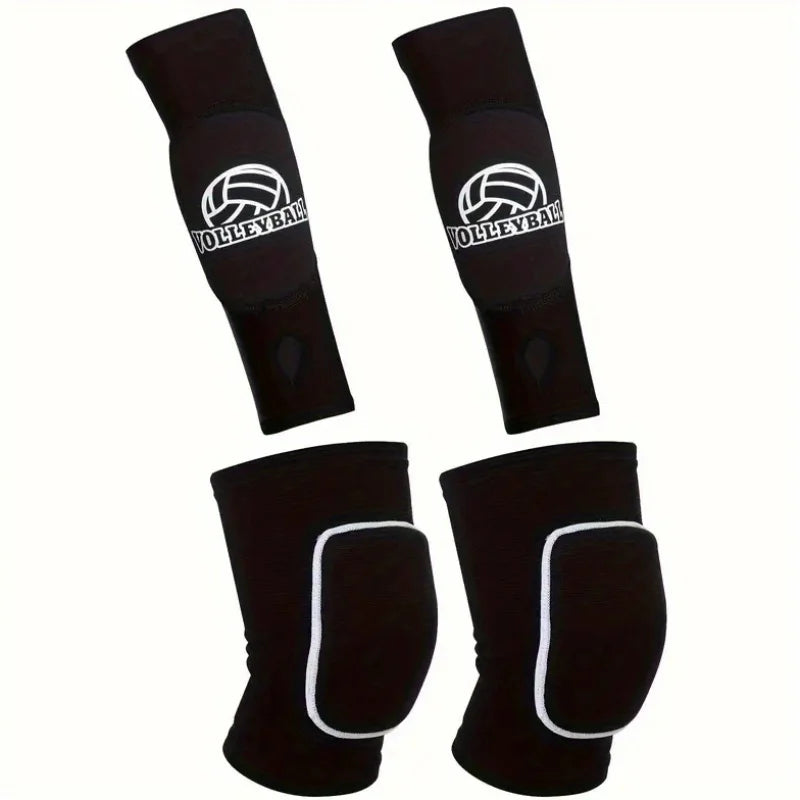 2 Pairs Volleyball Accessories, Include 1pair Volleyball Knee brace & 1pair Volleyball Arm Sleeves with Thumb Holes