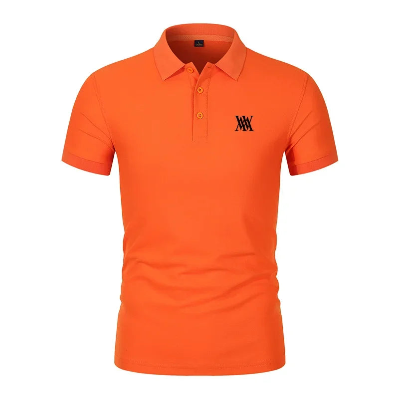 Men's Golf T-shirt Business Casual Short Sleeved Polo Collar, Summer Simple and Fashionable Printed T-shirt Top