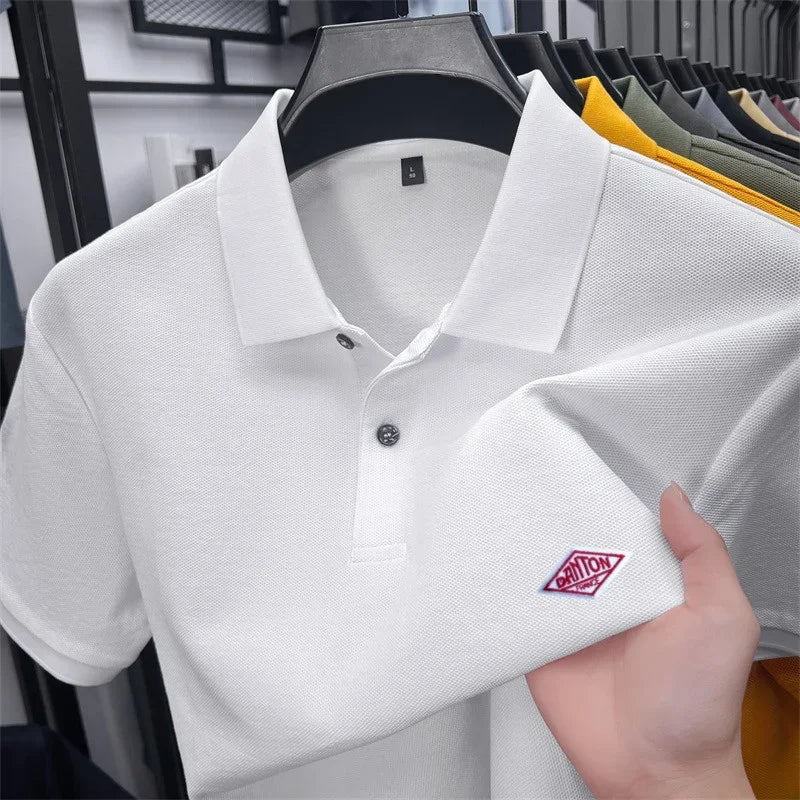 Men's golf shirt - Cool summer collared round-neck shirt - Short-sleeved top - Golf clothing - Men's shirt