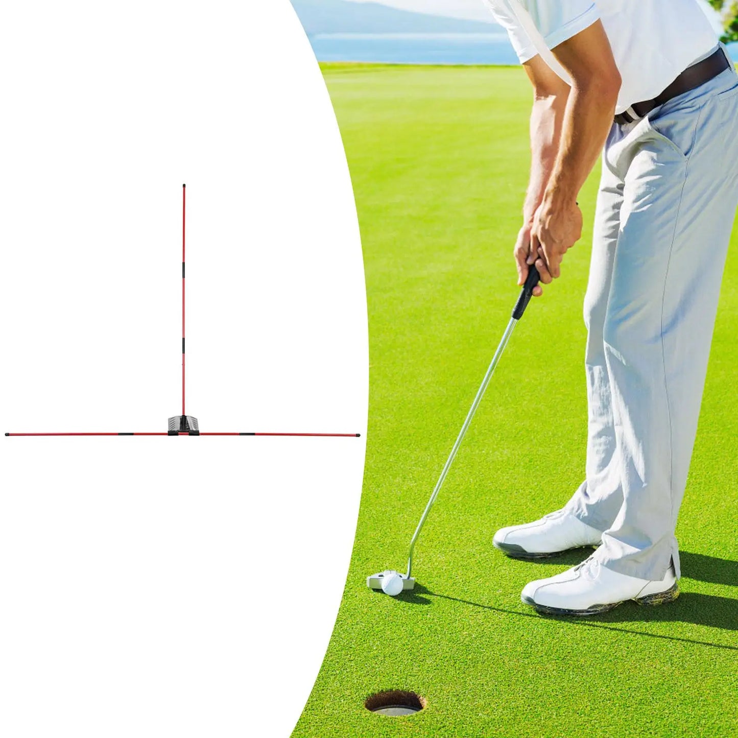 Golf Alignment Stick Holder Beginners Gift Golf Swing Trainer Practice Rod for Indoor Outdoor Yard Golf Course Accessories