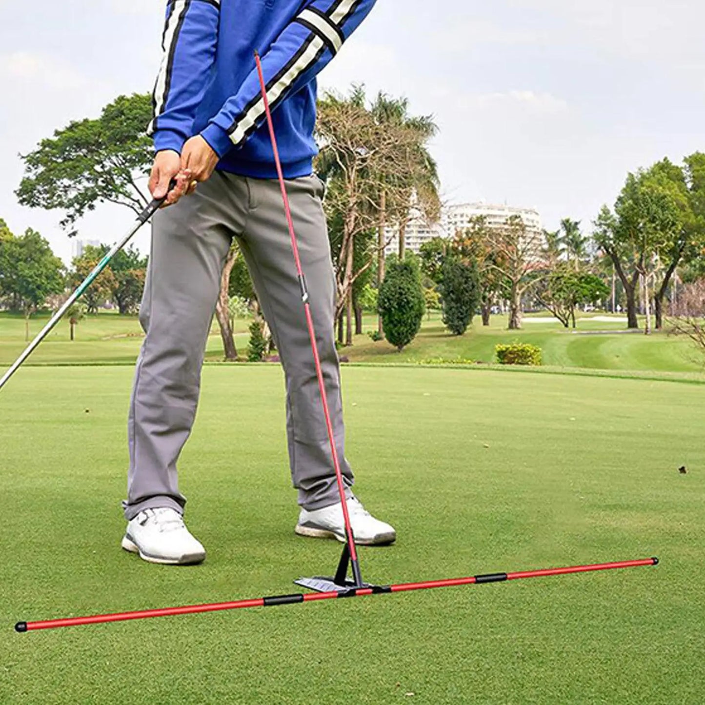 Golf Alignment Stick Holder Beginners Gift Golf Swing Trainer Practice Rod for Indoor Outdoor Yard Golf Course Accessories