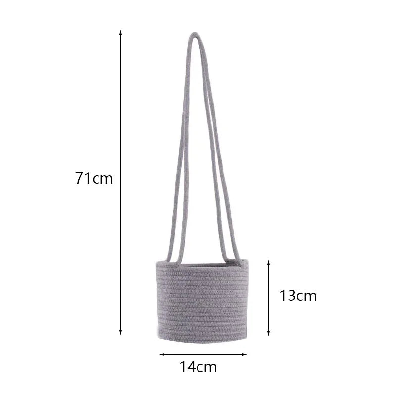 Garden Hanging Planter Woven Plant Storage Basket Indoor Outdoor Flower Holder Home Balcony Ornaments Flower Pot Patio Decor
