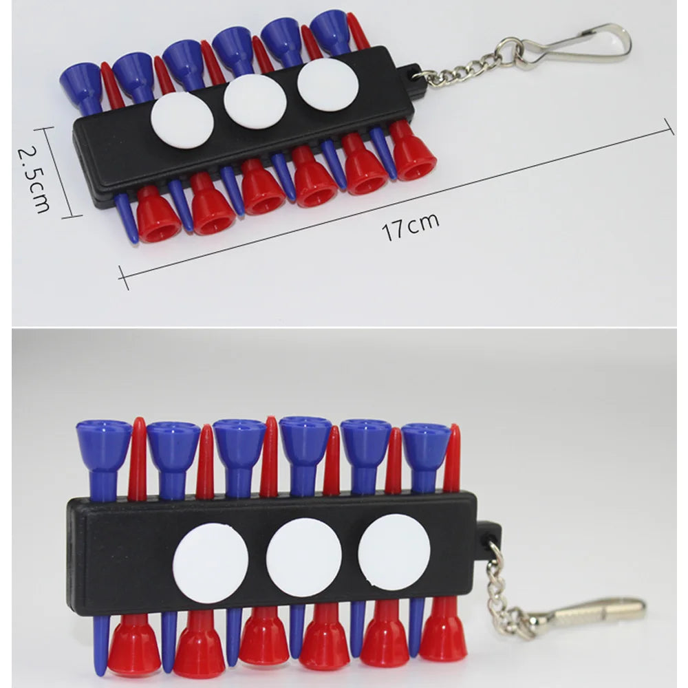 1Set  Portable Plastic Golf Tee Holder Carrier With 12 Golf Tees And 3 Plastic Ball Markers with Keychain Golf Accessorie