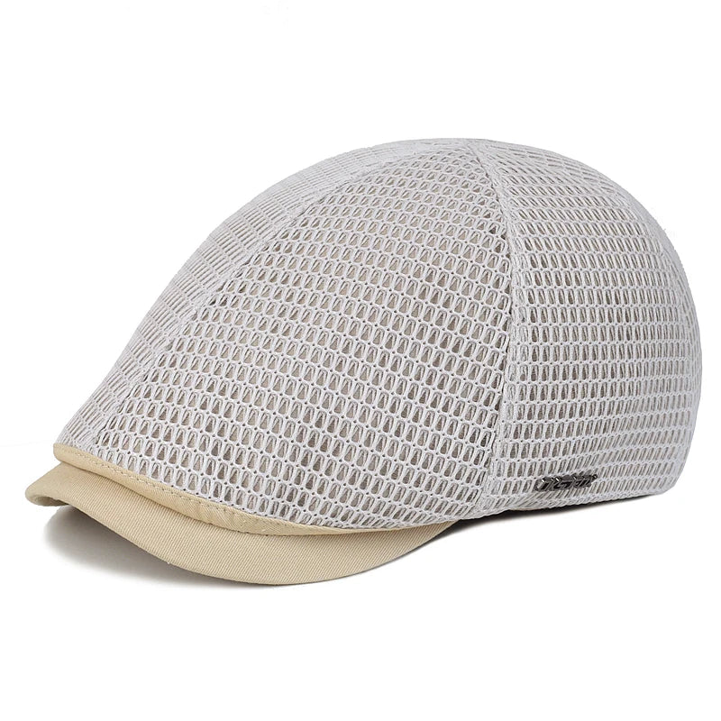 New Summer Mens Hats Breathable Mesh Newsboy Caps Outdoor Gorro Hombre Boina Golf Hat Fashion Casual Solid Flat Cap Women