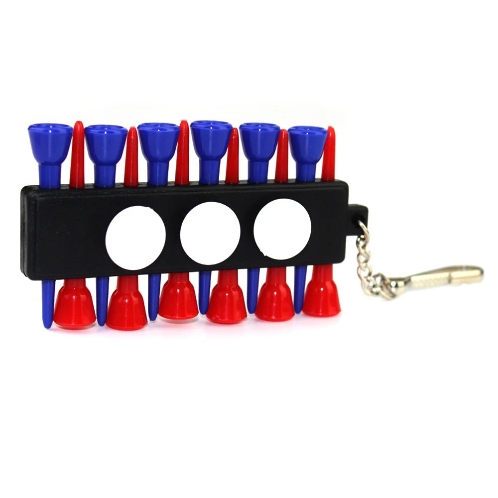 1Set  Portable Plastic Golf Tee Holder Carrier With 12 Golf Tees And 3 Plastic Ball Markers with Keychain Golf Accessorie