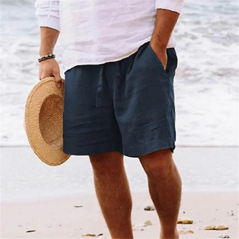Golf shorts linen shorts men summer thin loose casual cotton and linen pants light mature style suit cropped pants trendy
