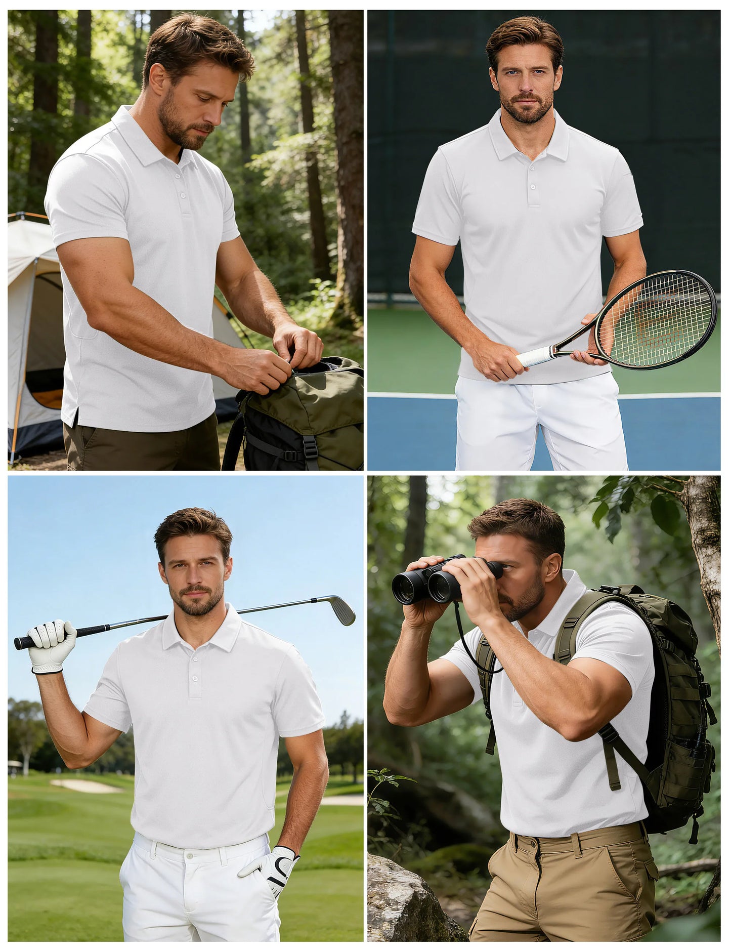 MAGCOMSEN Mens Polo Shirts Short Sleeve Quick Dry Breathable Pique Golf Shirt Tactical Collared Casual Work Shirt