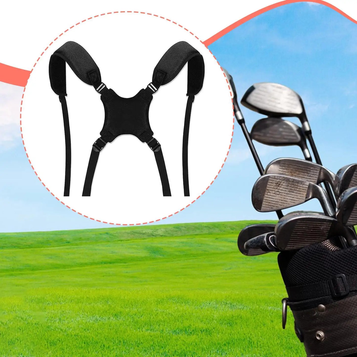 Golf Bag Double Shoulder Straps, Portable Lightweight Comfortable Adjustable Golfing Accessories Golf Bag Strap, Replacement