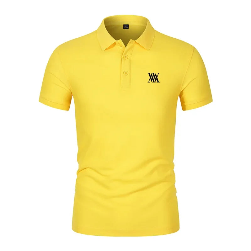 Men's Golf T-shirt Business Casual Short Sleeved Polo Collar, Summer Simple and Fashionable Printed T-shirt Top