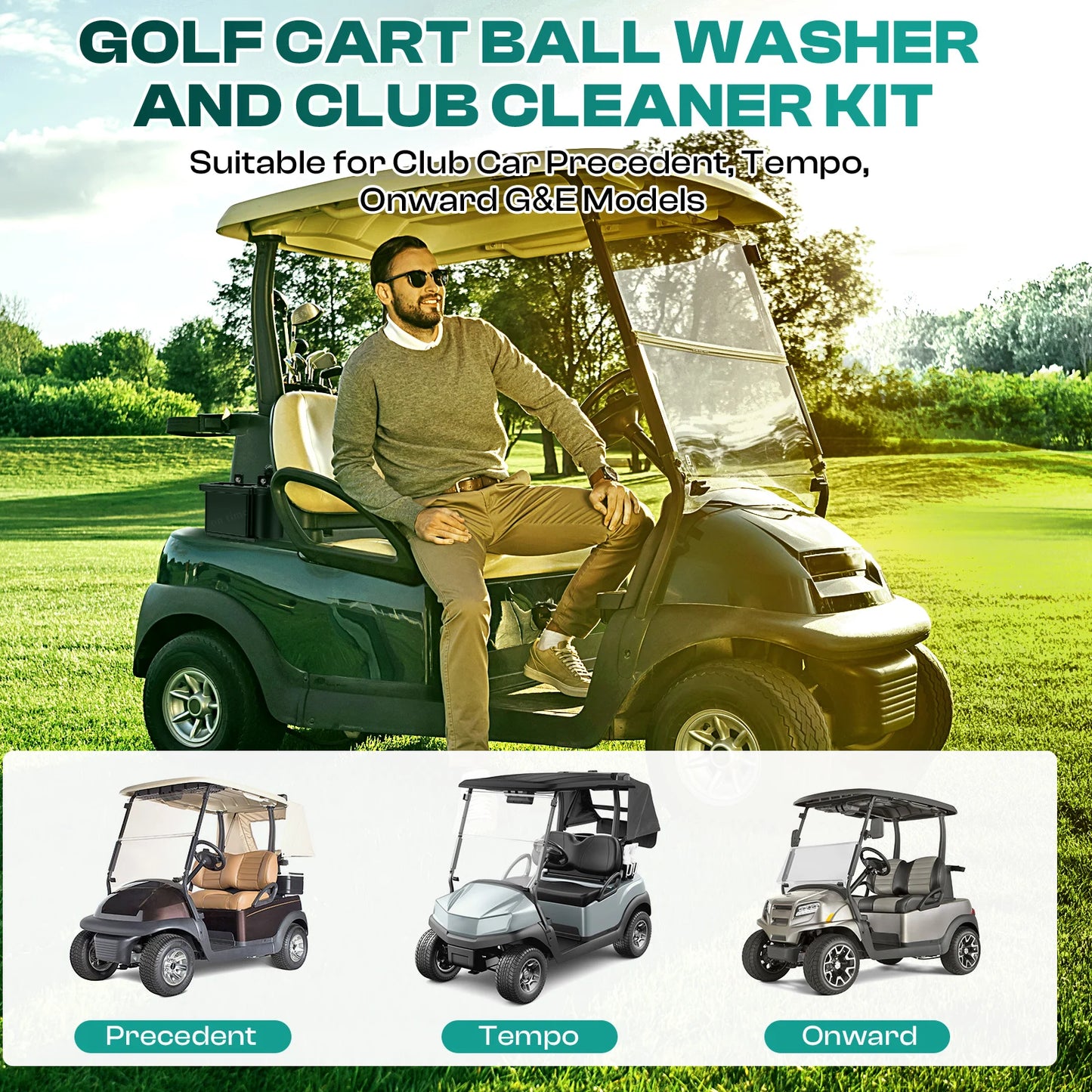 Golf Cart Accessories Golf Club & Balls Washer Cleaner & bracket for Club Car Precedent/Tempo/Onword