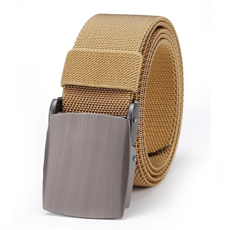 New Golf Sports Elastic Belt Fashion Belt Metal Automatic Buckle Tough Stretch Nylon Men Work belt 120CM Big Size Belts