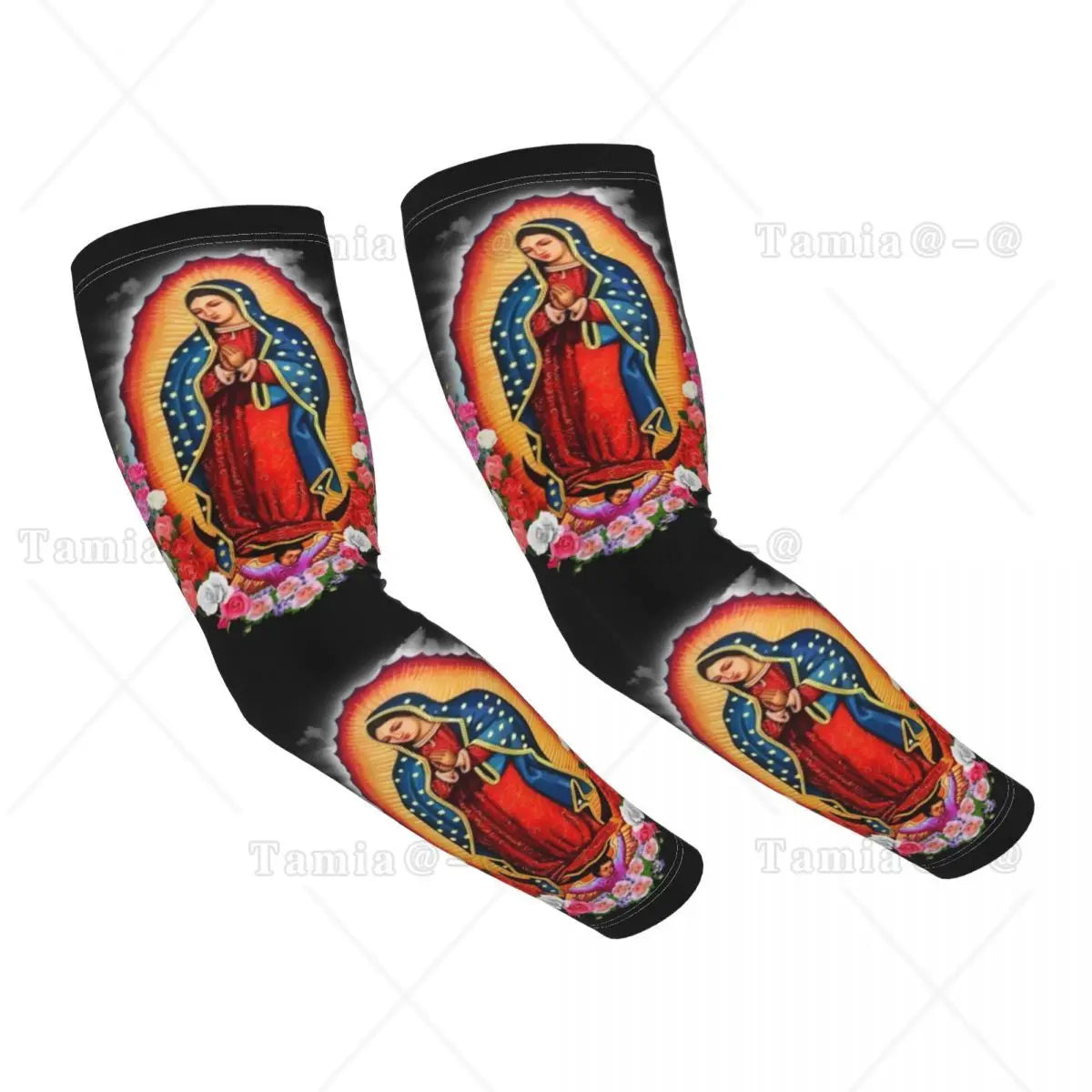 Our Lady Of Guadalupe Cooling Arm Sleeves for Men Women Catholic Virgin Mary Sports Running Tattoo Cover Up
