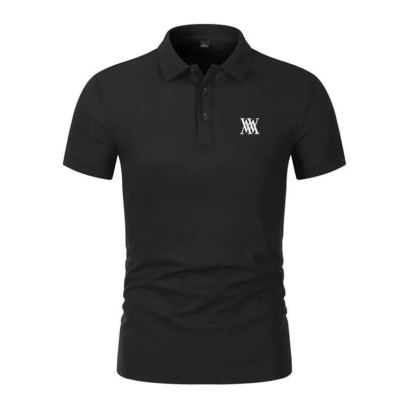 Men's Golf T-shirt Business Casual Short Sleeved Polo Collar, Summer Simple and Fashionable Printed T-shirt Top