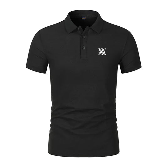 Men's Golf T-shirt Business Casual Short Sleeved Polo Collar, Summer Simple and Fashionable Printed T-shirt Top