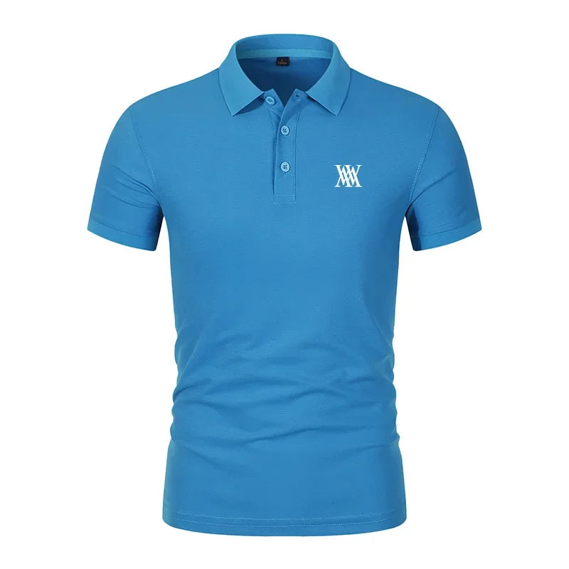 Men's Golf T-shirt Business Casual Short Sleeved Polo Collar, Summer Simple and Fashionable Printed T-shirt Top