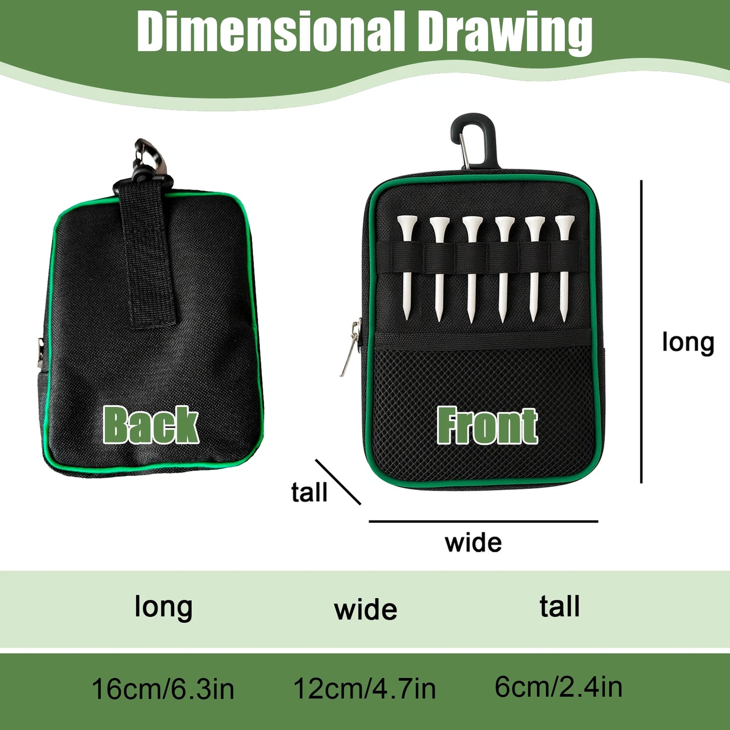 Golf Bag Portable Zipper Waist Hanging Golf Tee Accessories Golf Tee Pouch Outdoor Male Female Universal