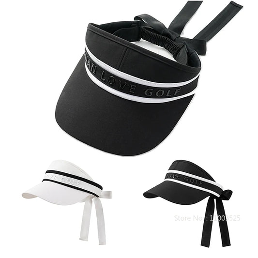 2025 SG Women's Golf Hat Outdoor Sports UV Protection Cap Sunscreen Empty Top Hat Versatile No Top Sunshade Cap WIth Bowknot