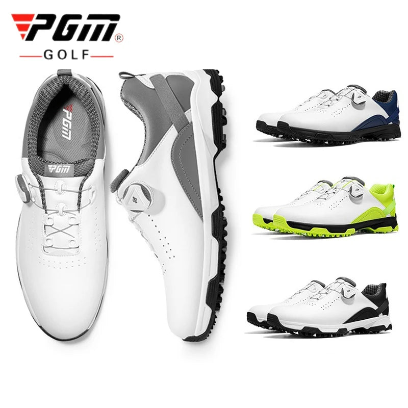 PGM New Men Golf Shoes Golf Waterproof Anti-slip Shoes Male Lightweight Breathable Sports Sneakers Outdoor Knob Buckle Footwear