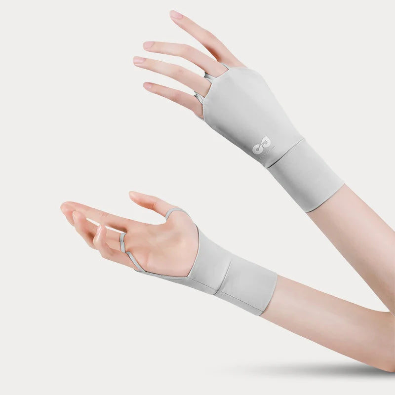 Women Half Finger Glove Cool Breathable Sun UV Protector Golf Glove Ice Silk Hollow Palm Elastic Left & Right Hand