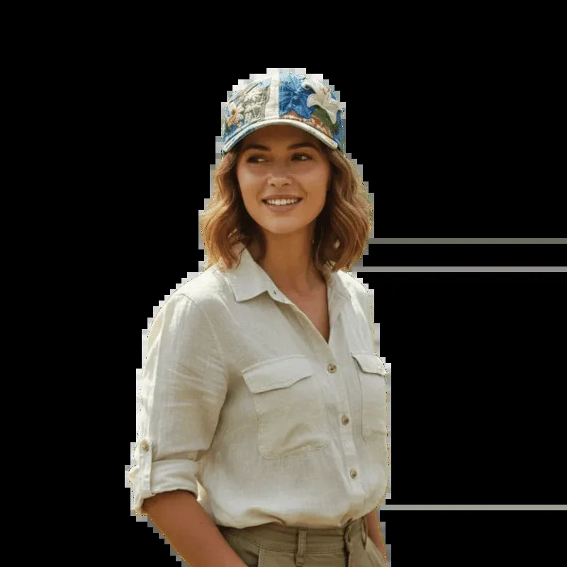 Elegant and elegant women's baseball Creative Gift Polyester Unisex Hat Vintage Breathable Floral Cap  Retro Embroidered Hat