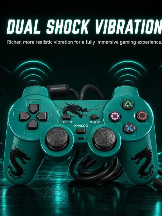 Wired Game Controller Gamepad Dual Vibration Joystick for PS2 Console Joypad
