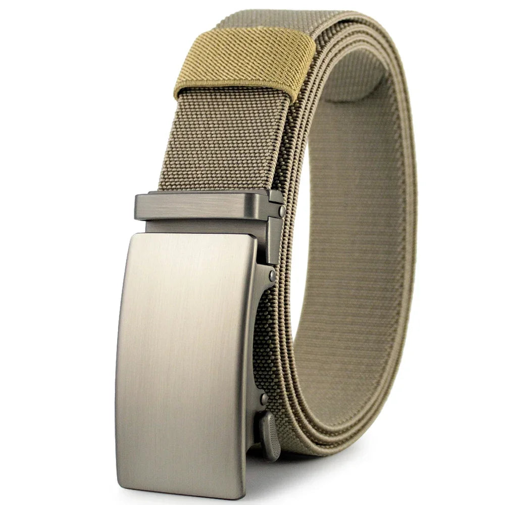 Golf Sports Elastic Belt Tactical Belt Metal Automatic Buckle Tough Stretch Nylon Men Military Belt 115-135CM Big Size Belts