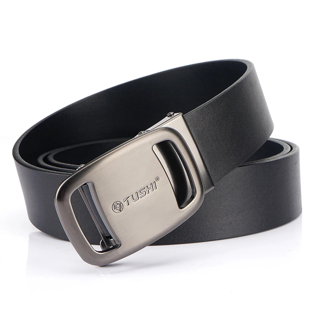 TUSHI New Golf Sports Belt For Men Belts Quality Genuine Luxury Leather Belt Male Metal Automatic Buckle Jeans Ratchet Belts