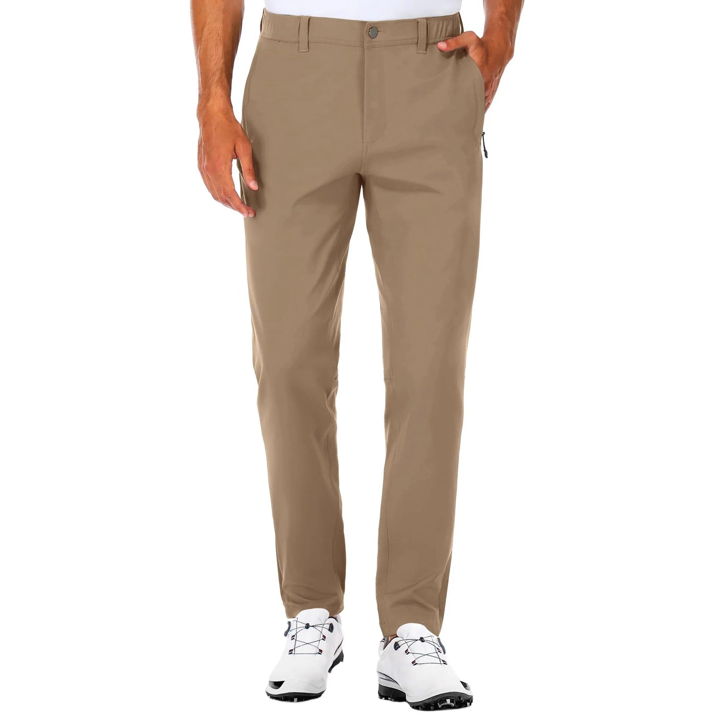 Men's Slim Fit Golf Pants Elastic Slim Fit Tapered Lightweight Hiking Pants Casual Pants with Pockets Outdoor Golf Trousers