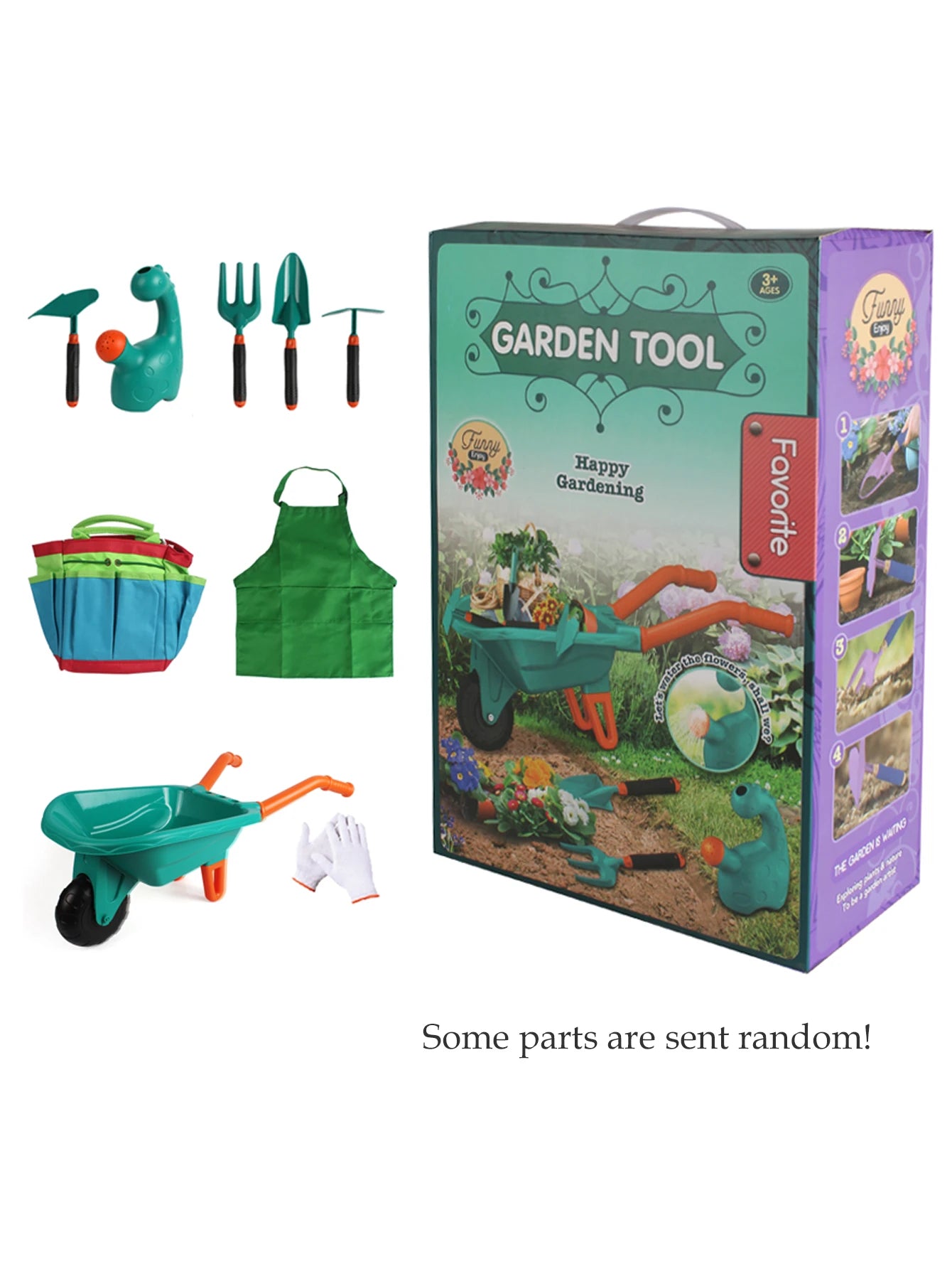 Gardening Tool Set Toys for kids, Children's Outdoor Garden Beach Cart Apron Glove Plant Flowers Tools Gifts for boys and girls