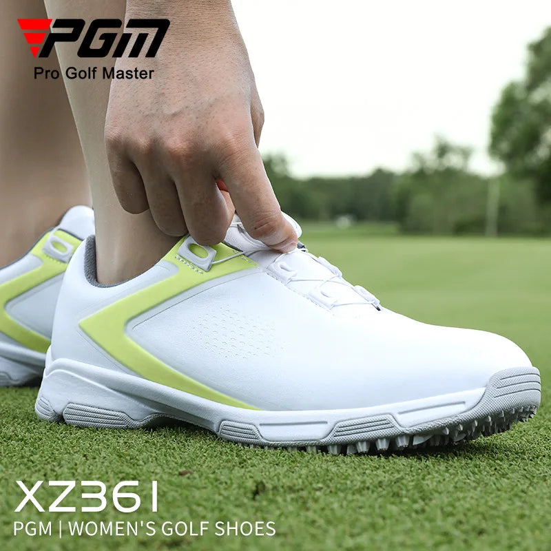 PGM New Golf Shoes Women Waterproof Knob Lace Sports Shoes Golf Anti Slip Studs Ladies Casual Sneakers Lightweight Footwear
