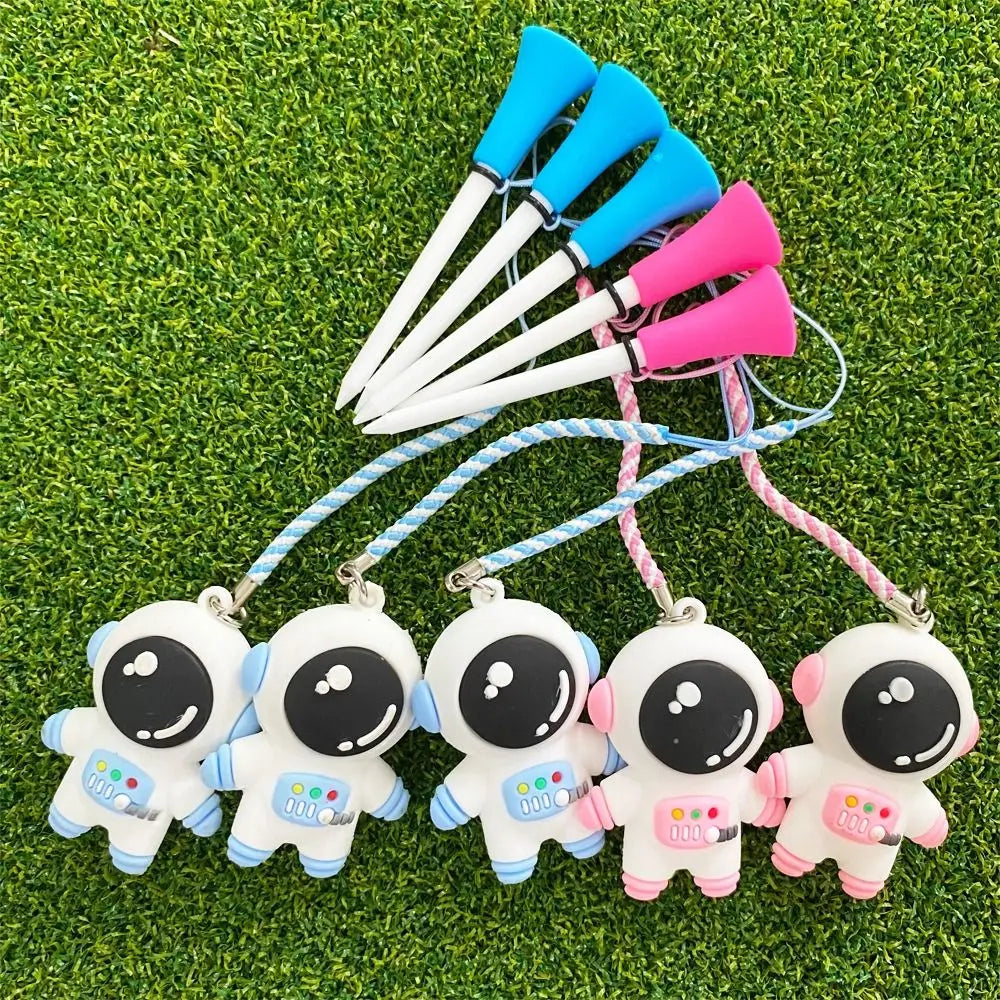 Golf Accessories 8.3mm Golf Ball Tees Astronaut Cartoon Golf Rubber Tees Durable Easy To Find Golf Enthusiasts