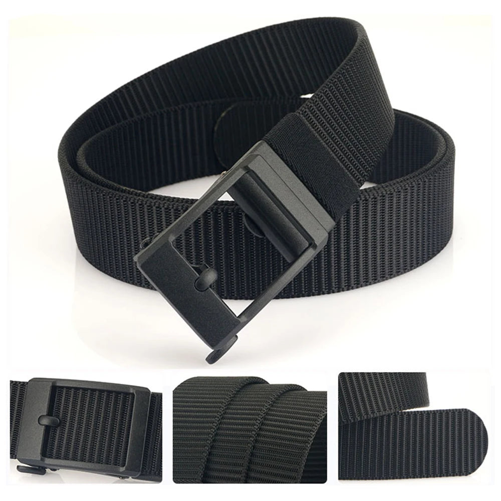 TUSHI New Golf Sports Belt for Men Tactical Belt Metal Automatic Buckle Tough Nylon Men Military Belt 120-150CM Big Size Belts