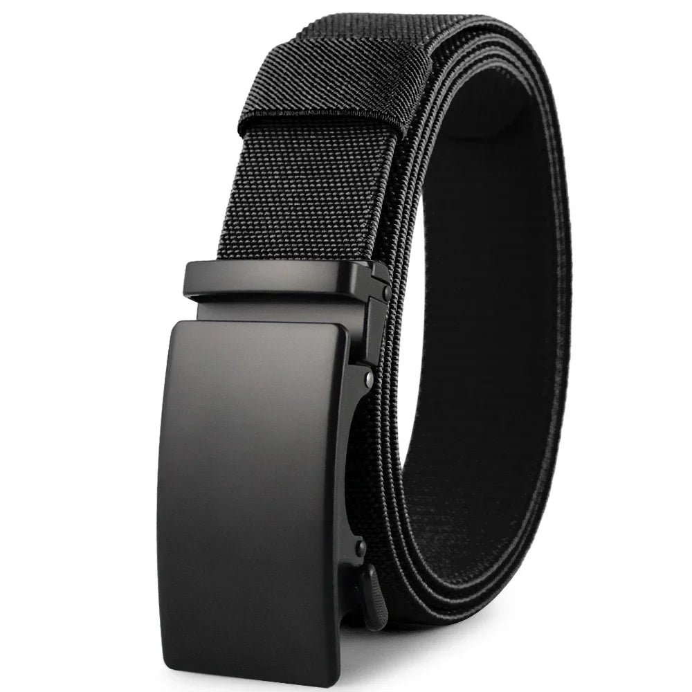 Golf Sports Elastic Belt Tactical Belt Metal Automatic Buckle Tough Stretch Nylon Men Military Belt 115-135CM Big Size Belts