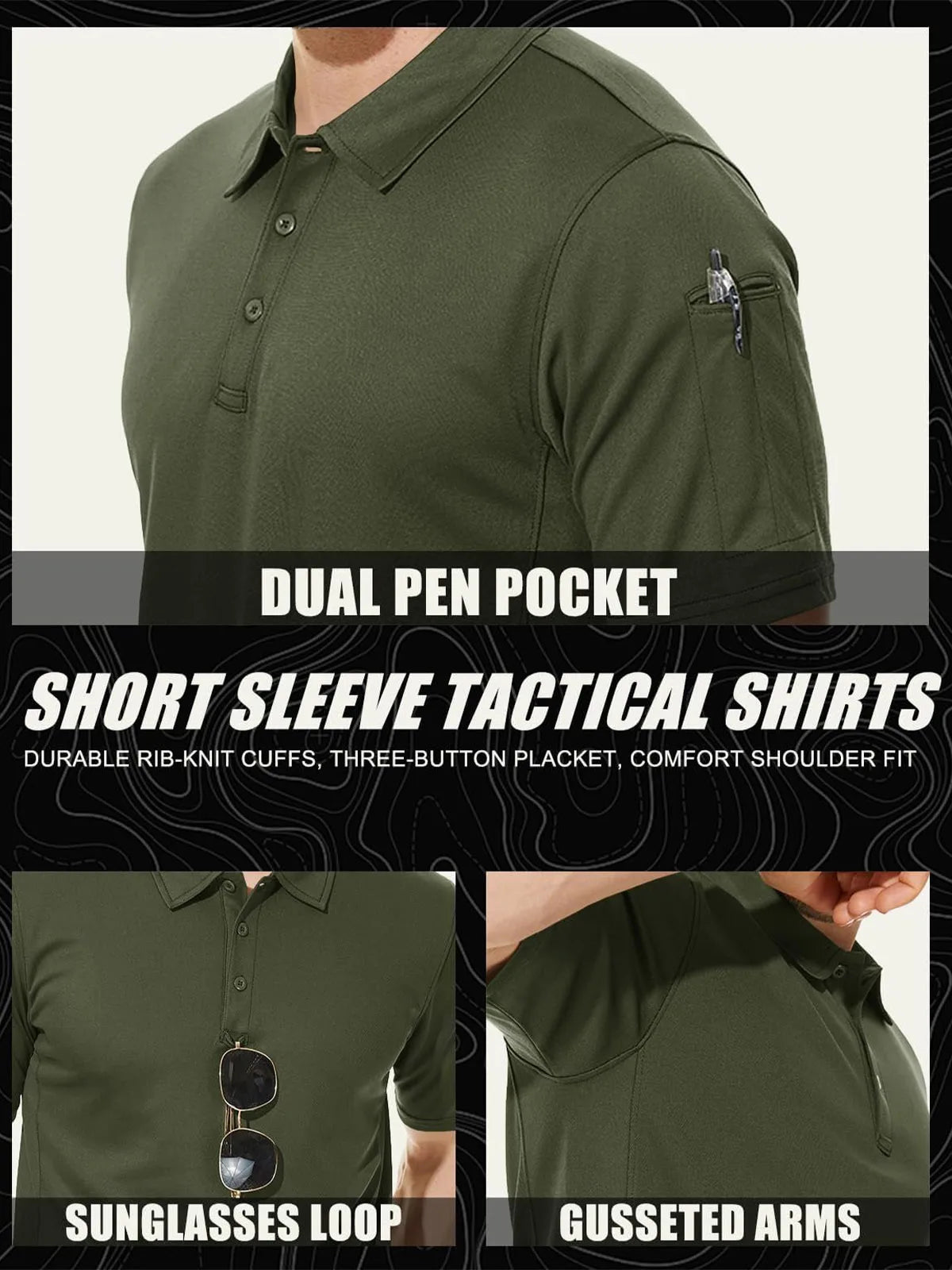 MAGCOMSEN Mens Polo Shirts Short Sleeve Quick Dry Breathable Pique Golf Shirt Tactical Collared Casual Work Shirt