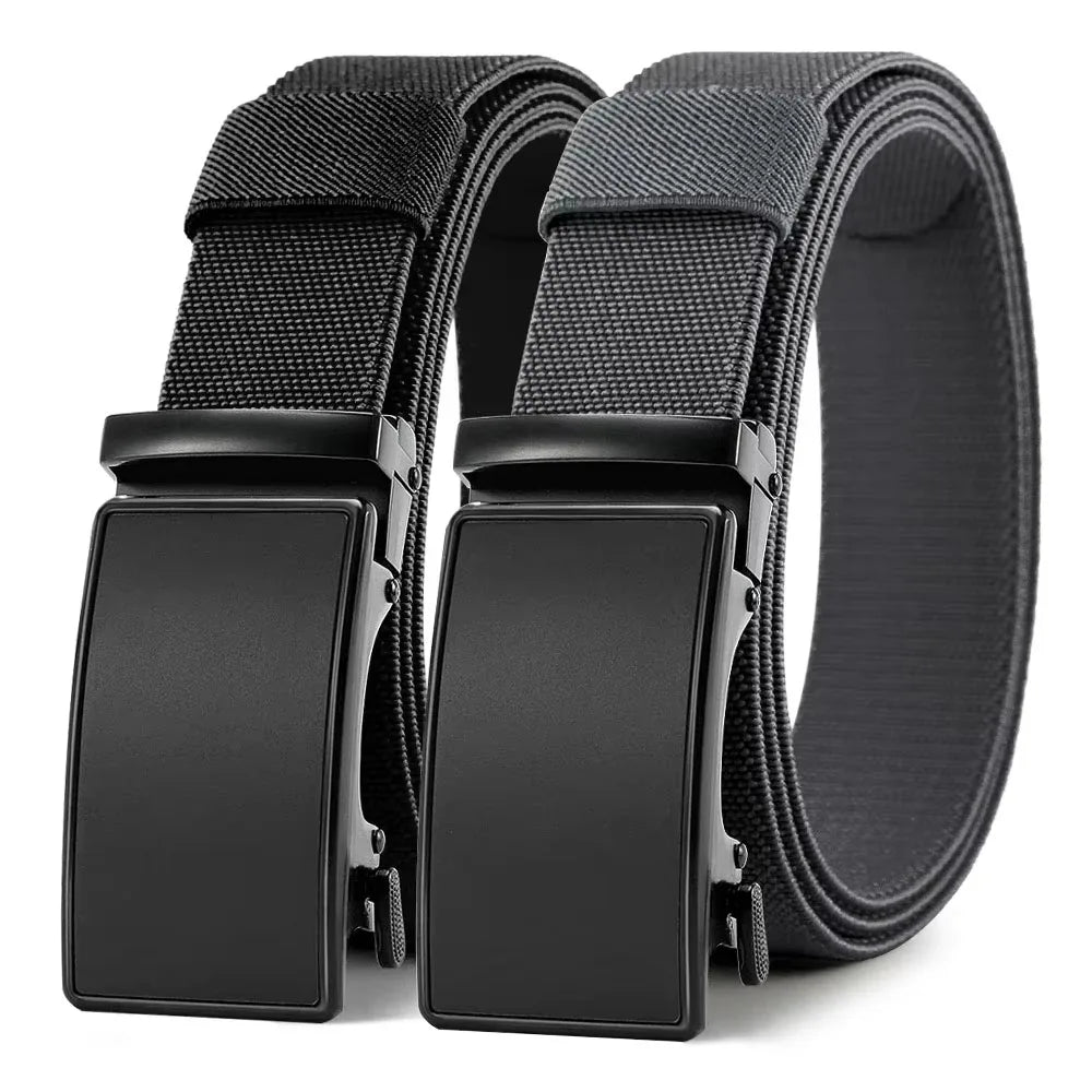 New Golf Sports Elastic Belt Tactical Belt Metal Automatic Buckle Tough Stretch Nylon Men Military Belt 115-135CM Big Size Belts