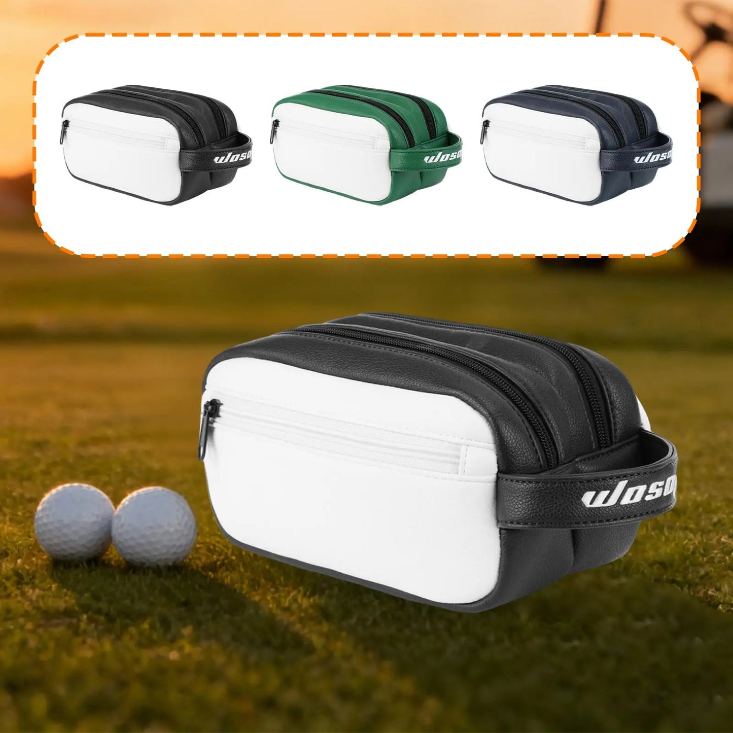 Golf Balls Bag with Handle Strap Multifunctional Valuables Pouch Golf Ball Case Storage Organizer for Outdoor Sports Men Women