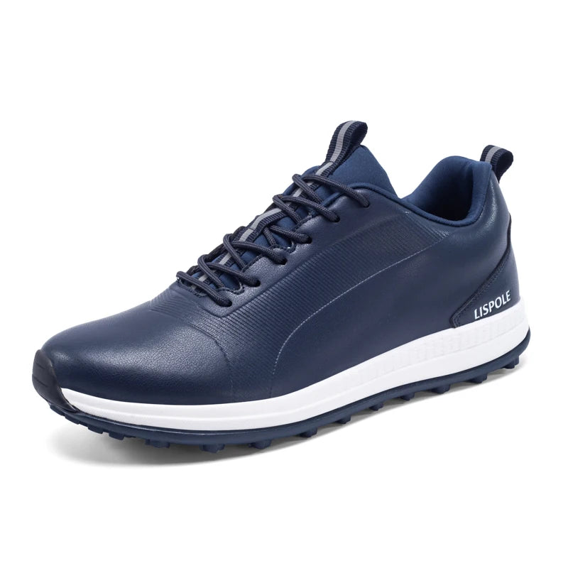 Men’s Golf Shoes Breathable Leather Golf Sneakers Non-slip Spikeless Golf Trainers Outdoor Sports Lace-up Golf Training Shoes