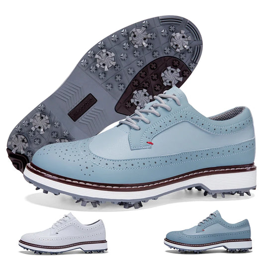 Men's Waterproof Golf Shoes Outdoor Professional Golf Shoes High-Quality Lace-Up Leather Walking Shoes