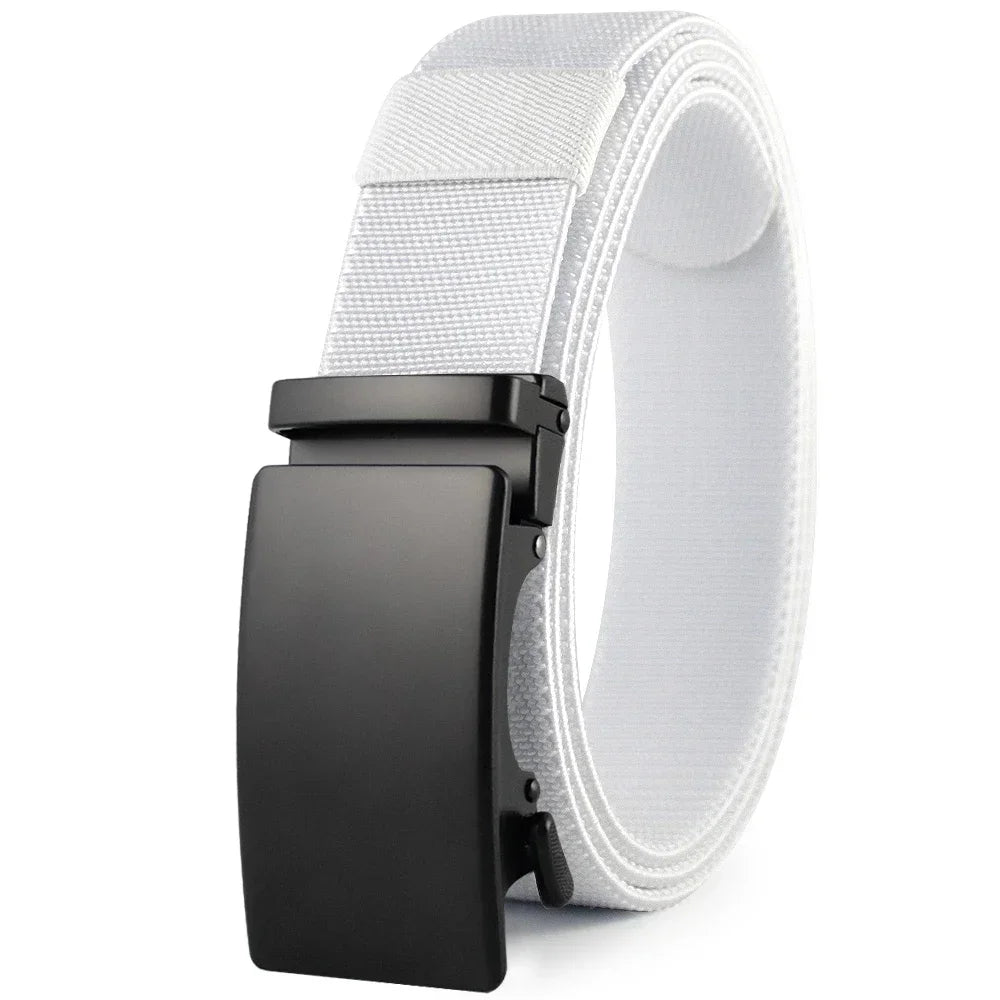 Golf Sports Elastic Belt Tactical Belt Metal Automatic Buckle Tough Stretch Nylon Men Military Belt 115-135CM Big Size Belts