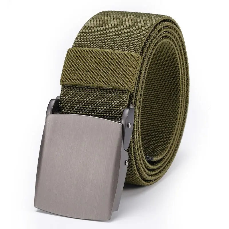New Golf Sports Elastic Belt Fashion Belt Metal Automatic Buckle Tough Stretch Nylon Men Work belt 120CM Big Size Belts