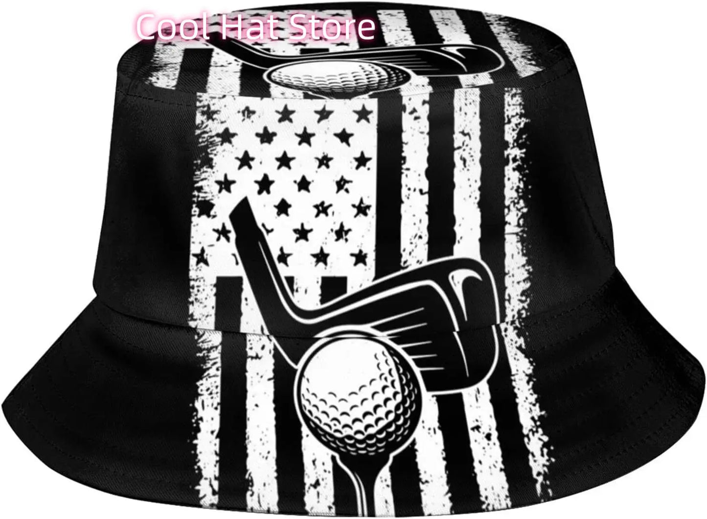 Cute Funny Golf Pattern Bucket Hat Fashion Sport Golf Beach Sun Hats Summer Outdoor Boonie Cap for Women Men