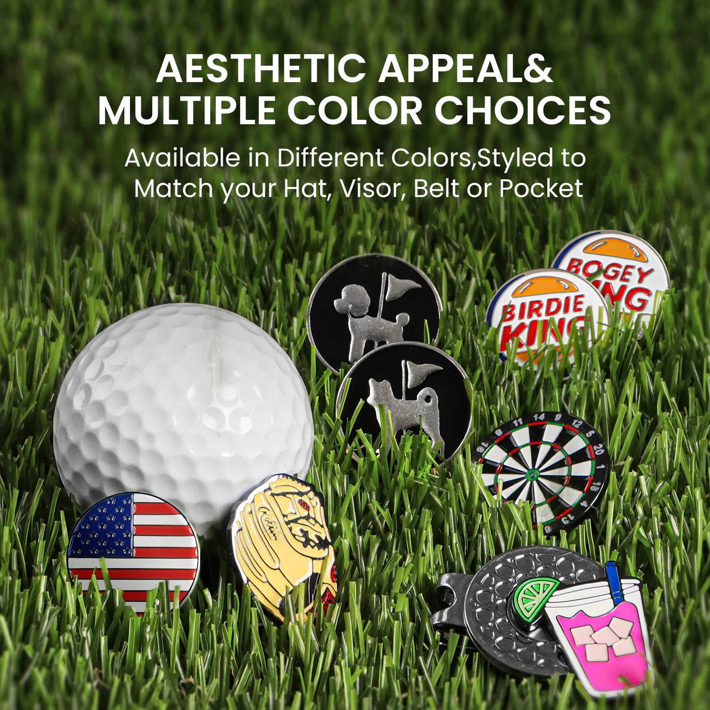 Funny Golf Ball Markers with Hat Clips Value 2 Pack, Premium Golf Accessories for Putting Green