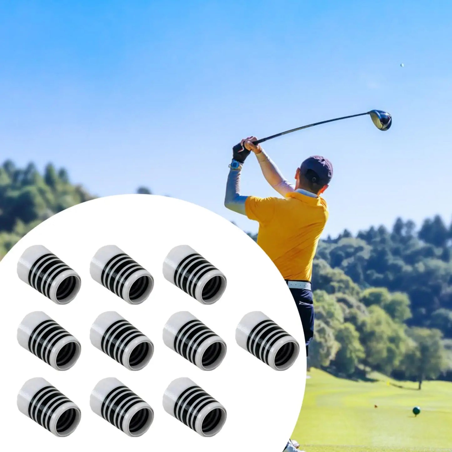 10 Pieces Golf Iron Ferrules Golf Club Repair Portable Golf Accessories Covers for Golf Course Men Women Beginner Adults Golfer