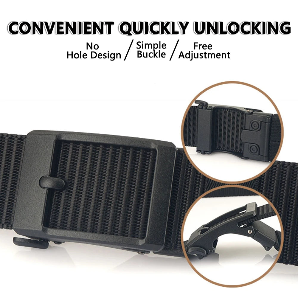 TUSHI New Golf Sports Belt for Men Tactical Belt Metal Automatic Buckle Tough Nylon Men Military Belt 120-150CM Big Size Belts